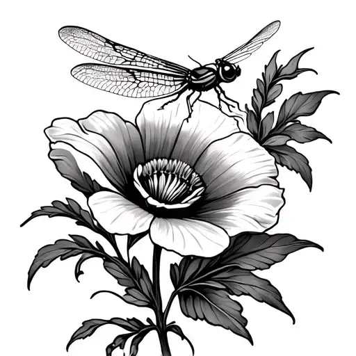 Dragonfly Flying Around Sweet Pea Flower