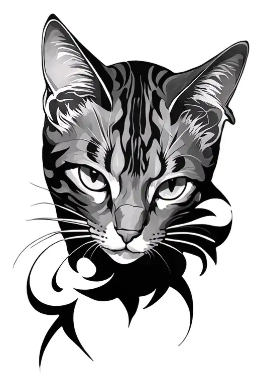Cat Face Tattoo Design