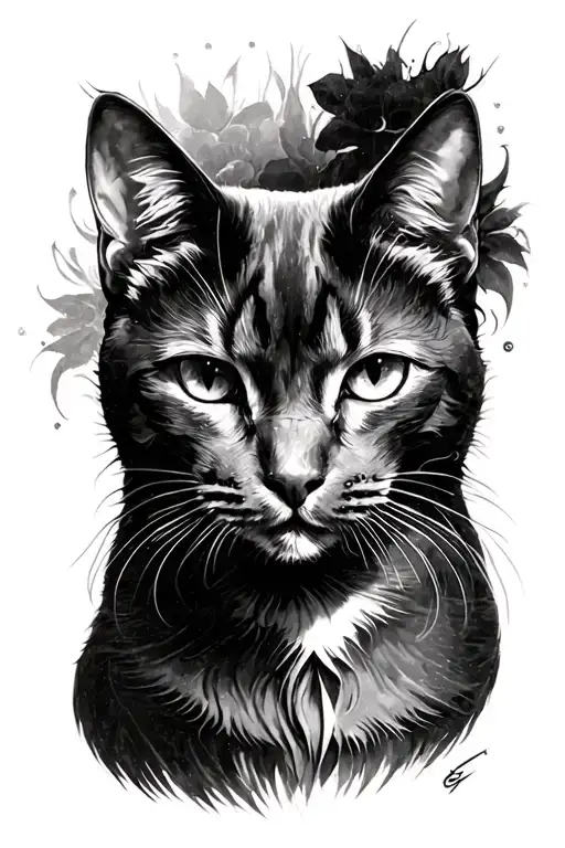 Cat Face Tattoo Design