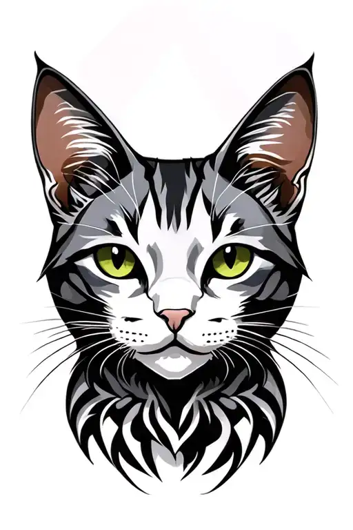Cat Face Tattoo Design For Men
