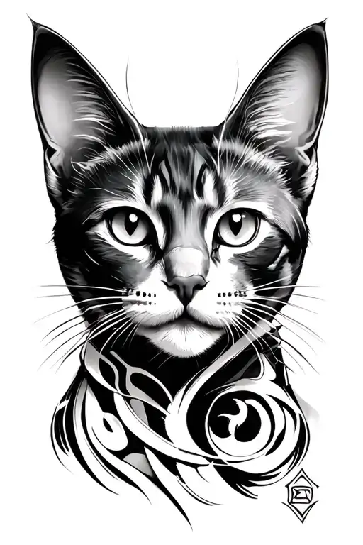 Cat Face Tattoo Design For Men