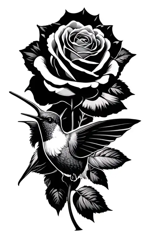 Rose With Hummingbird For Male