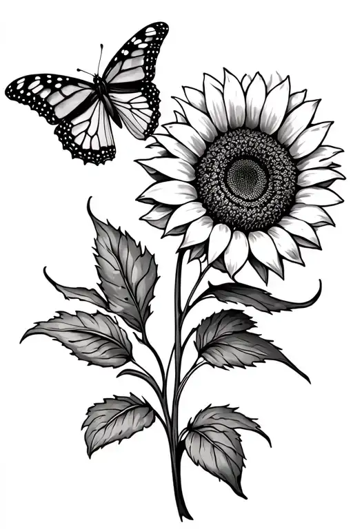 Sunflower With A Monarch Butterfly On Top