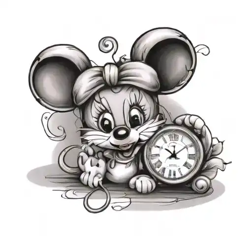 Mini Mouse With Clock Name Lena Fading