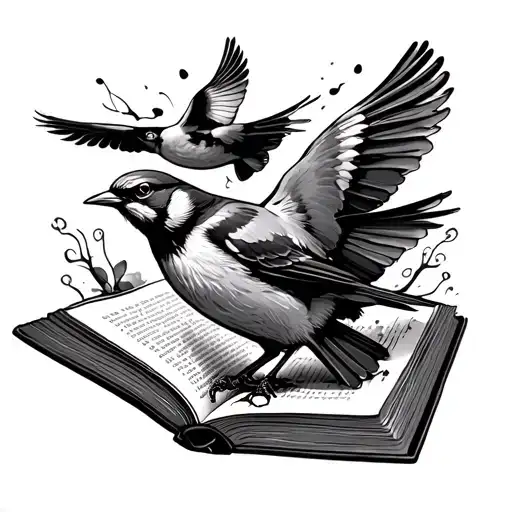 A Book With Sparrows Flying Out Of It