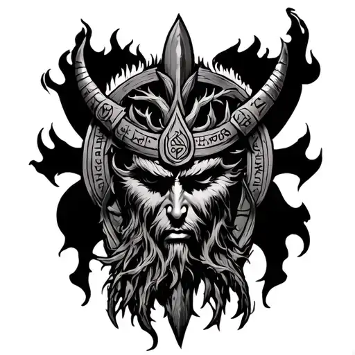 Viking Tree With Protection Runes On Leg Sleeve