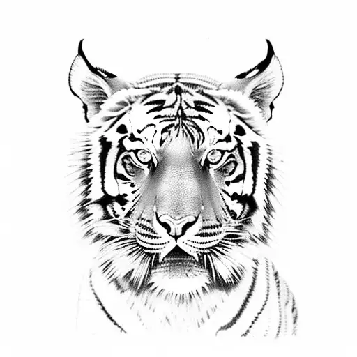 Tiger And Sunflowers