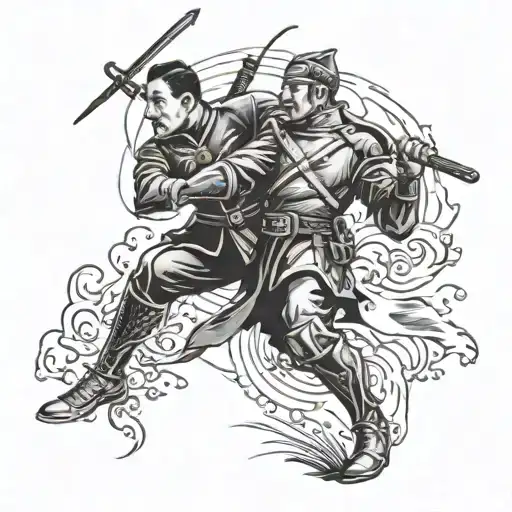 The Battle Of Tesla's Warrior In The Battle Of The Japanese Warrior With Hitler's Face