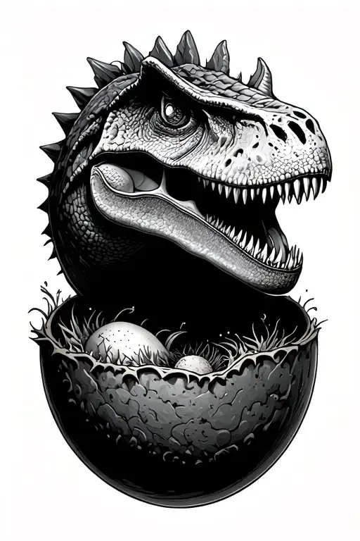 Dinosaur Egg Then A Dinosaur Hatching Out The Egg