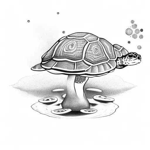 Galaxy With Turtle On A Mushroom Smoking Marijuana