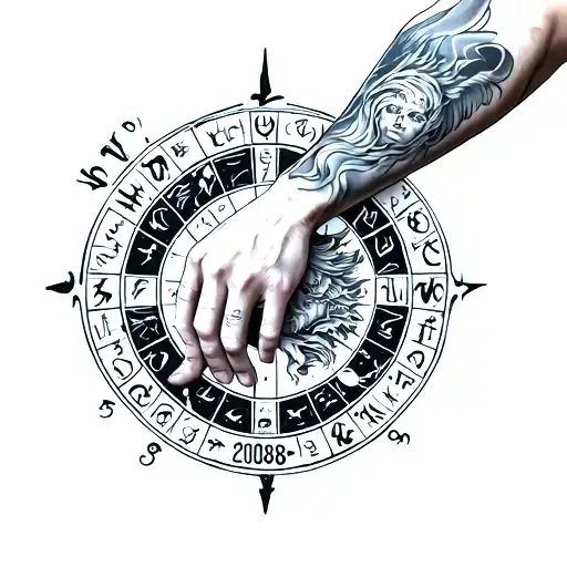 Forearm Sleeve Tattoo With Birth Year Of 2008 With A Zodiac Sign