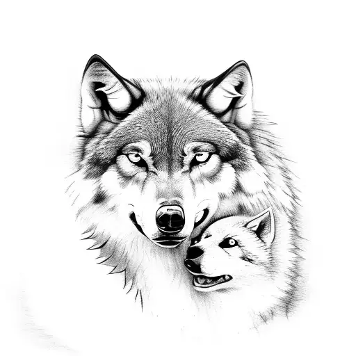 Mother Wolf With Her Baby