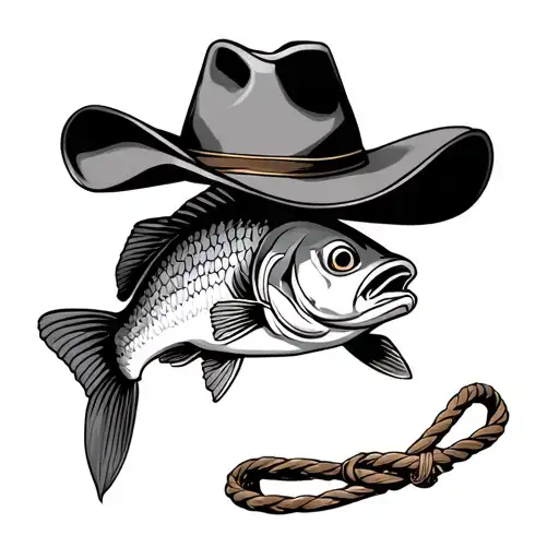 Fish And Lasso Or Cowboy Hat