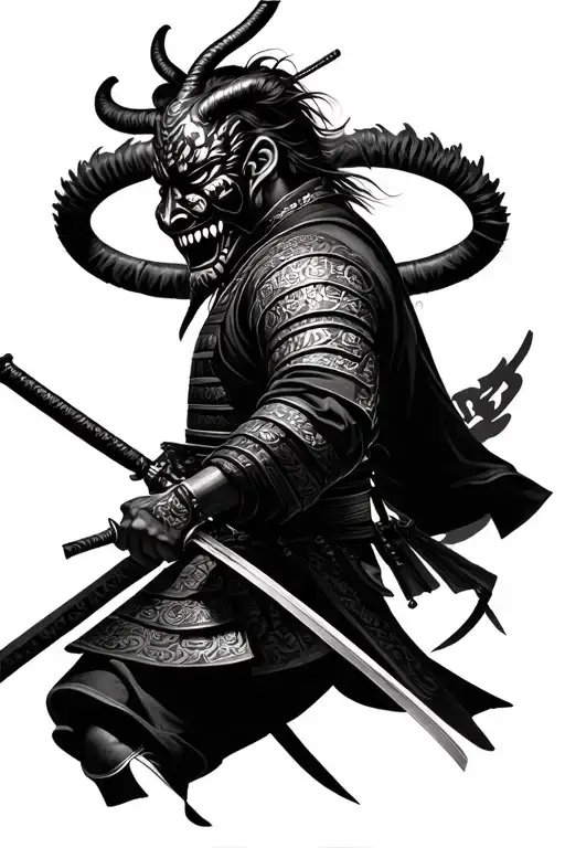 Photo Realistic Ronin Samurai With An Oni Mask