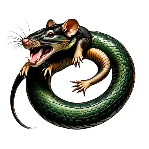 Green Snake Brown Rat Fighting