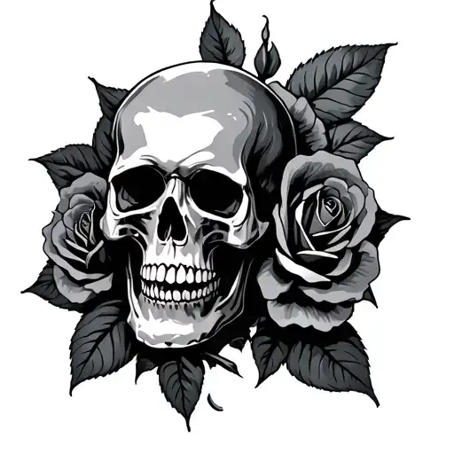Skull Death Roses