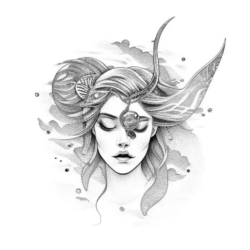 Mermaid Goddess Of The Phases Of The Moon