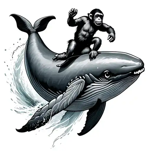 Monkey Riding A Whale Jumping