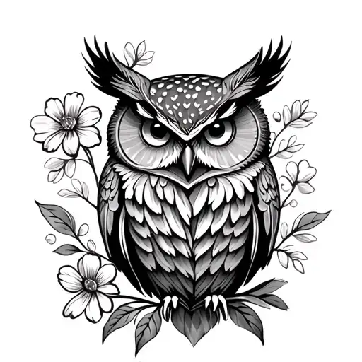Owl And Flowers