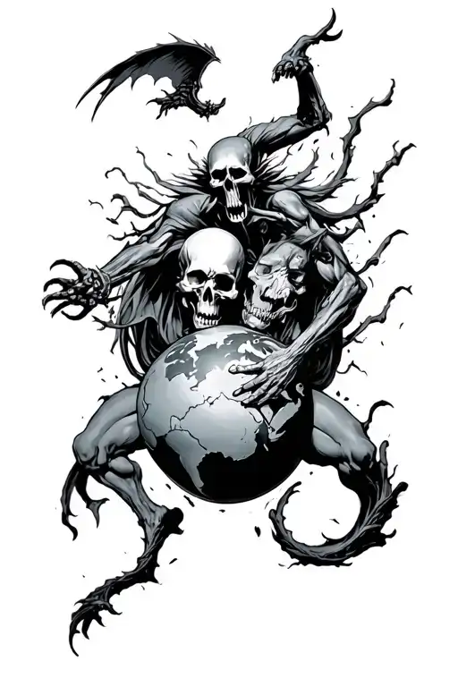 Death And Evil Fighting The World