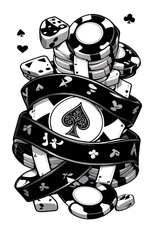 Playing Cards Dice Poker Chips With Ribbon Going Around It That Has The Name Robin On It