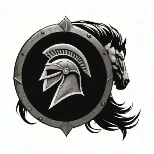 Spartan Shield With Horsehead