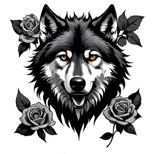 Wolf Merged With Rose