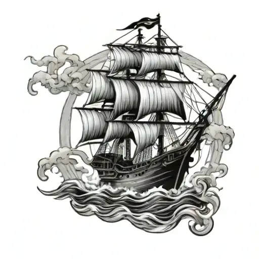 Small Pirate Ship Sailing