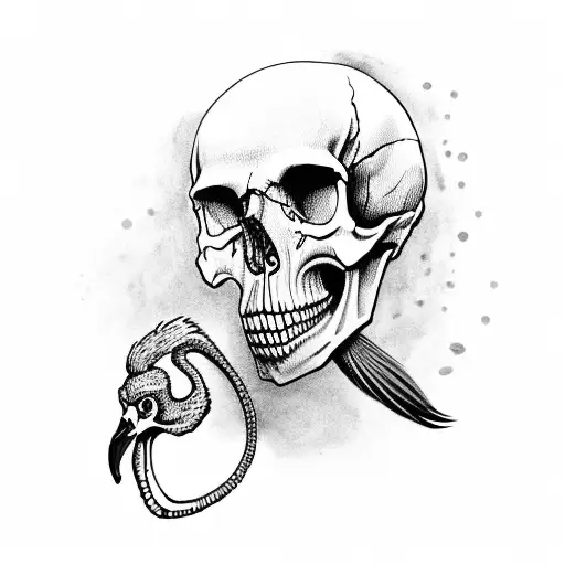 Skull With Flamingo On Eyes