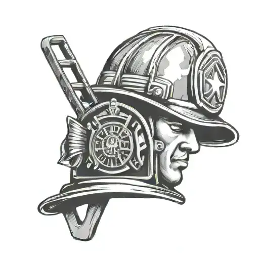 Ladder And Firefighter Helmet
