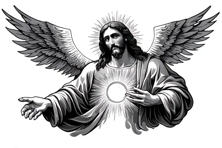 God And Jesus With Sun Rising