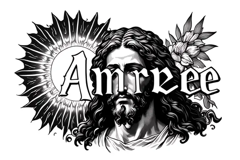 Name Ambree With A Kind Of Jesus And Sun In The Back Ground But Just More Of The Lighting