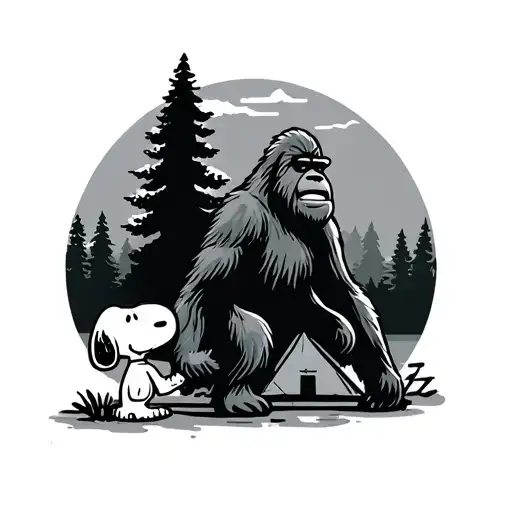 Snoopy And Bigfoot Camping