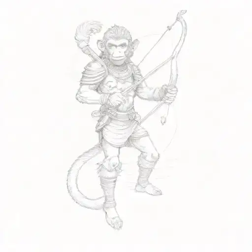 A Warrior With The Head Of A Monkey Holding A Bow
