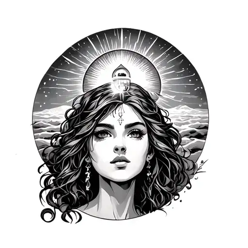 Name Ambree With A Kind Of Beacon And Sun In The Back Ground For My Shoulder