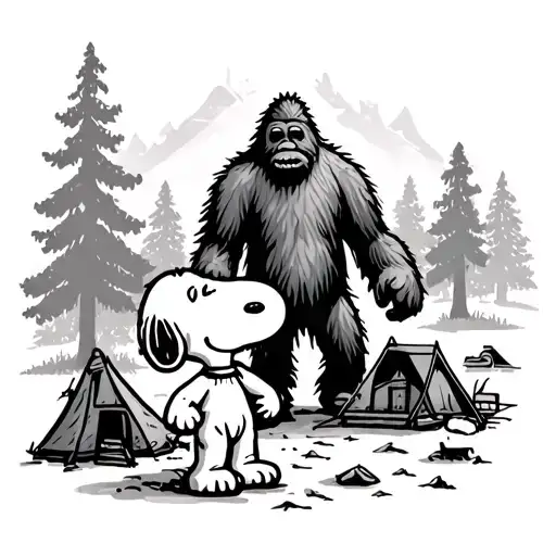 Snoopy And Bigfoot Camping