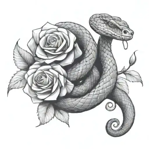 A Snake Wrapped Around Roses