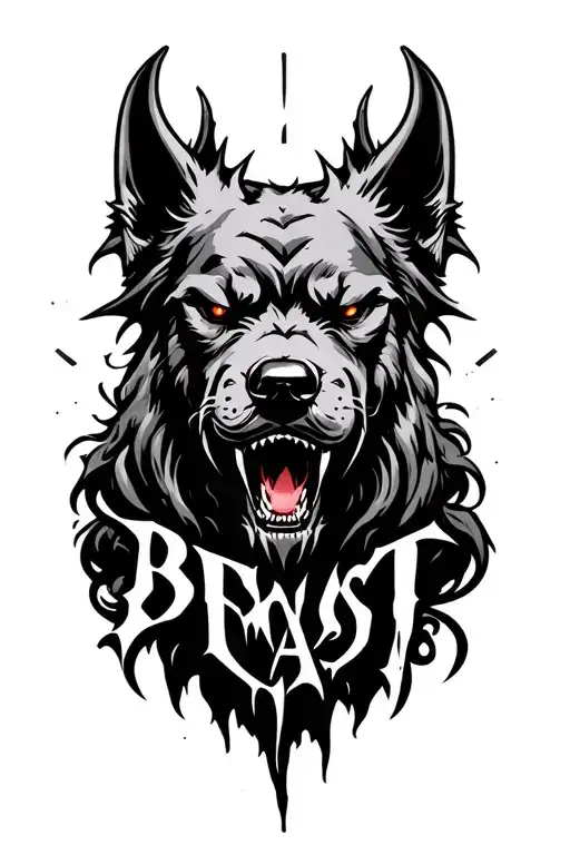 The Word Beast With Demonic Hellhound Sillouette