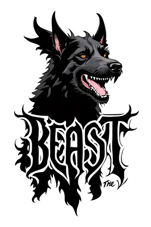 The Word Beast With Demonic Hellhound Sillouette