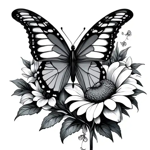 Butterfly Clock And Flower