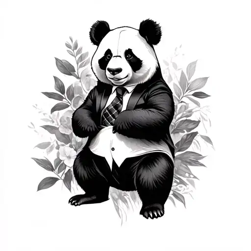 Panda In Suit And Tie Full Body