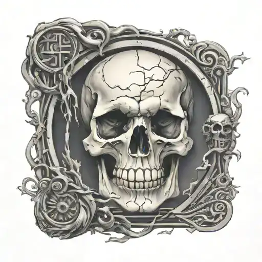 Lighted Pathway From Open Bible Add Skull