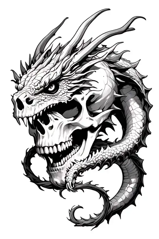 Skull With Dragon Going Thru Artery Delivering