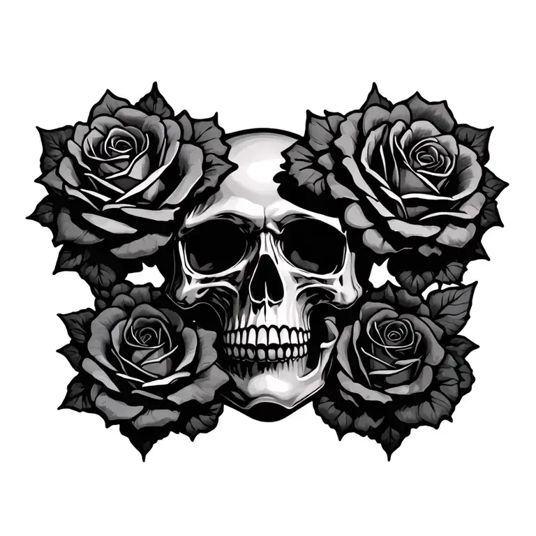 Death Skull With Roses