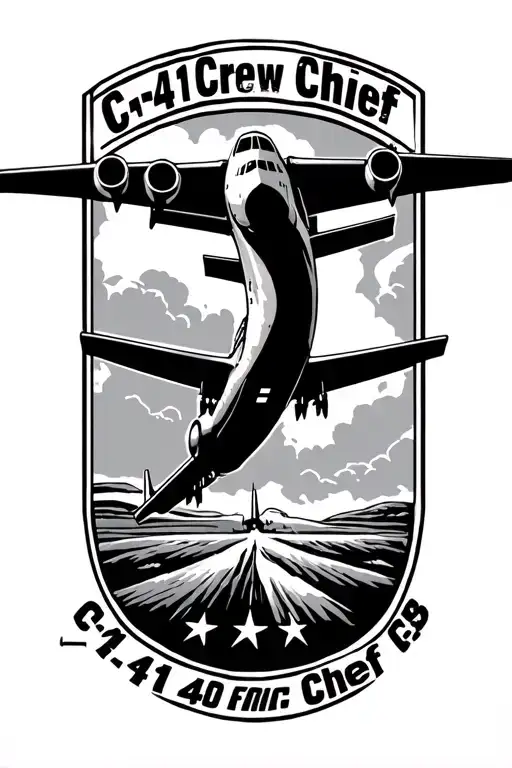 Is Air Force On The Inner Forearm With A C-141 Aircraft Taking Off That Says C-141 Crew Chief