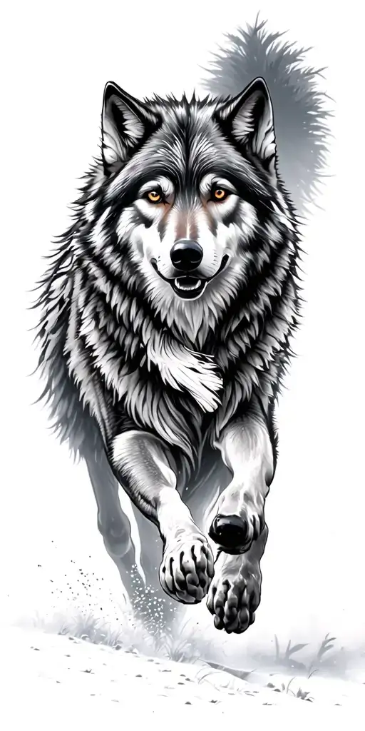 Nature Scene With Wolves Running