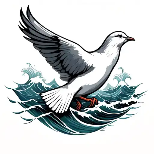 Dove With Ocean Waves