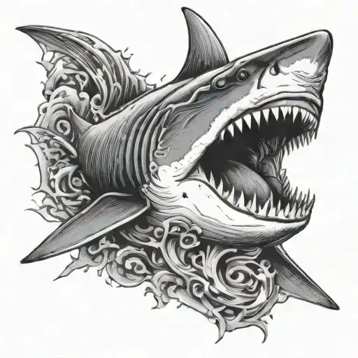 Shark With Head In Mouth