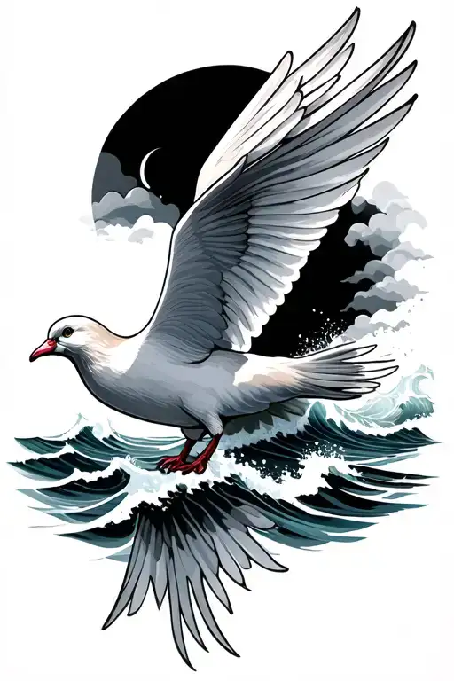 Dove With Ocean Waves