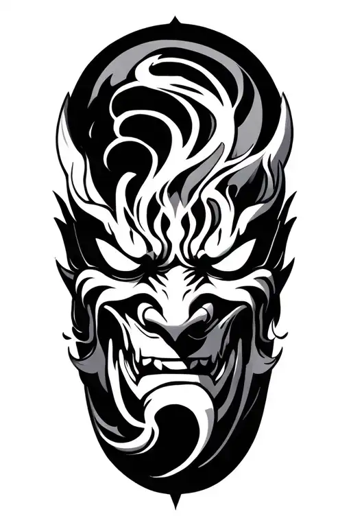 Oni Mask Surrounded By Swirling